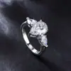 Anillo de plata de ley S925 con forma de pera y 3 quilates de moissanita, superventas transfronterizo que ofrece un lujo ligero y una sensación de alta gama, adecuado como anillo de pedida