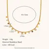 Collar de Cadena Lateral con Disco de Circonita Transfronterizo Europeo y Americano Acero Inoxidable Chapado en Oro de 18K Moda Simple Nicho Lujo Accesible