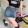 2026 Europea y Americana Sexy de Cintura Alta Ceñida al Cuerpo Adelgazante Alargadora de Piernas Retro Falda Corta de Mezclilla Pantalones Falda Anti-Exposición