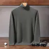 Suéter masculino de cashmere com gola alta, novo estilo outono/inverno, cor sólida, corte solto, tricô grosso, base de cashmere simples e casual