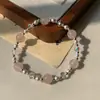 Pulseira Rosa Cristalina Delicada, Calcedônia Azul Fresca e Doce, Pulseira Empilhável para Mulheres, Presente para Melhor Amiga