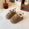 Botas de Nieve Nuevas de Invierno 2026 para Niños de Caña Baja Moda Doble Lazo Forro de Felpa Elegantes Zapatos Birkenstock de Algodón para Niñas