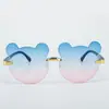 Nuevas Gafas de Sol para Niñas Lindas Dibujos Animados Cambian de Color Gafas de Sol para Niños Sin Marco Orejas de Gato Gafas de Sol para Bebés Venta al por Mayor