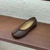 Zapatos planos de estilo coreano para mujer, punta cuadrada, plisados, con hendidura en la punta, poco profundos, modelo nuevo Otoño e Invierno 2026, tacón grueso, cuero suave, zapatos para el trabajo