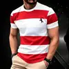 Camiseta de punto simple casual de verano a rayas de manga corta con cuello redondo para hombre, europea y americana, transfronteriza de Amazon
