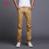 Pantalones casuales rectos y ajustados de algodón para hombre, de una sola pieza, populares para jóvenes, de cintura media, pantalones largos de moda para jóvenes.