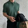 Camisa Polo com Gola Estilo Hong Kong Manga Curta Masculina Marca Tendência Solta Casual Verão Fina Cor Sólida Malha Camisa T-shirt Camisa Base