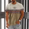 Camiseta de Manga Corta con Estampado 3D Estilo Étnico Retro Europeo y Americano 2025 Nueva Primavera y Verano para Hombre Cuello Redondo Ojo de Horus