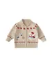 Roupas Infantis Youbao Casaco Infantil Vintage Fair Isle Suéter Cardigan Jacquard para Meninas Suéter de Tricô de Urso para Meninos