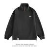 Versão coreana de outono do suéter com gola alta de bordado simples com zíper e zíper, blusa esportiva casual solta e moderna para jovens