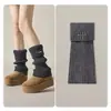 Polainas de punto blancas para mujer, calcetines térmicos y de calefacción de invierno, botas de nieve, calcetines para pantorrilla de otoño e invierno, transfronterizo