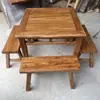 Mesa Cuadrada de Madera de Olmo Viejo de los Ocho Inmortales Mesa Cuadrada de Madera Maciza Mesa Cuadrada Rústica Mesa de Comedor Estilo Chino Antiguo Retro B&B Comercial