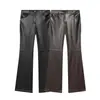 Pantalones de Cuero Casual Acampanados Ajustados con Botones de Cuero, Nuevo Estilo Europeo y Americano de Otoño para Mujer 17045975 Venta al por Mayor para Comercio Exterior