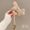 Grampo de Cabelo Elegante Coreano para Parte de Trás da Cabeça Grampo de Cabelo Feminino Outono e Inverno Presilha para Cabelo Headband Laço de Pelúcia Grampo de Cabelo com Franja Presilha de Tubarão