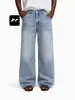 Jeans acampanados azules vintage para hombres y mujeres, estilo high street, lavados con efecto bigotes de gato, modernos, adelgazantes y casuales