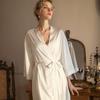 Pijama de seda feminino verão seda gelada estilo francês irmã real alça fina camisola feminina fina peça única atacado quente