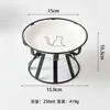 Cuenco para mascotas con pata de gato y espina de pescado, con soporte, cuenco para gatos doméstico, cuenco para perros, cuenco de agua de cerámica, utensilio para comida de gato y perro con soporte