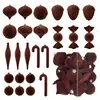Decoraciones Navideñas Transfronterizas, Juego de 24 Piezas, Bolas de Plástico con Aterciopelado Forma de Bastón de Caramelo, Bolas Colgantes Navideñas