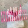 Uñas postizas trapezoidales de estilo europeo y americano más vendidas, con armadura de ataúd larga, color sólido, tira de aceite brillante, 24 unidades, armadura de ballet