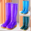 Botas de goma de caña alta con forro de polar, botas de lluvia impermeables, cubrezapatos de goma, botas de agua para mujer, adultos, uso en cocina, cálidas, invierno