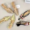 Elegantes Sandalias Cerradas con Calados Estilo Francés para Mujer, Tacón Grueso, Punta Fina, Bloques de Color, Piel Genuina, Versátiles Sandalias de Moda Estilo Romano