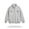 Sudadera con Bordado Estilo Americano, Media Cremallera y Cuello Alto para Hombre y Mujer, Marca de Moda, Invierno, Holgada, Estilo Universitario, Versátil, Casual, Deportivo