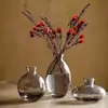 Juego de Tres Piezas de Jarrón de Vidrio Transparente Color Dorado Pintado de Lujo Ligero Nuevo Transfronterizo Arreglo Floral Dispositivo Hidropónico para Flores Adornos Artesanales