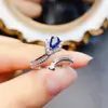 Anillo Popular de Zafiro Natural al por Mayor de Fábrica Plata S925 Incrustado con Piedra Principal 4*6 Joyería de Lujo Venta Directa de Fábrica