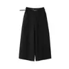 [Oufan] Pantalones Casuales de Lana de Cintura Alta con Empalme Lateral para Mujer en Invierno Aspecto Adelgazante Pantalones Scimitar de Nueve Puntos 3267