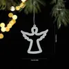 Nuevo Colgante de Plástico Blanco con Copos de Nieve Brillantes, Mariposa Árbol de Navidad Bolsa de Regalo Caramelo Colgante Pequeño Decoración de Carrillón de Viento