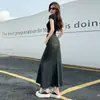 Saia Jeans Vintage Americana Feminina Outono Nova Cintura Alta Emagrecedora Comprimento Médio Saia Evasê Slim Fit Saia Cauda de Peixe Quadril