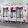 19 Tuberías Acero Junta Armario Simple Tela Armario Tubería de Acero Gruesa Reforzada Marco Completamente de Acero Hogar Habitación de Alquiler Armario Colgante