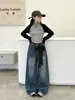 Jeans con Estampado de Graffiti para Niñas Primavera/Otoño 2026 Nuevo Estilo Pantalones Anchos Súper Elegantes para Niños Pantalones Largos Versátiles para Estudiantes de Secundaria