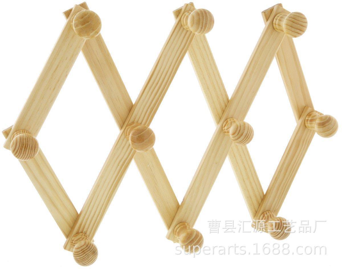 6 定做可折叠伸缩松木榉木硬实木10钩挂衣钩  (3)