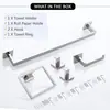 Juego de Cinco Piezas de Tubo Cuadrado Transfronterizo Acero Inoxidable Barra para Toallas Anillo para Toallas Portarrollos de Papel Higiénico Gancho Baño Colgante de Baño Almacenamiento