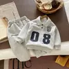 Conjunto de Dos Piezas para Niños Primavera y Otoño Sudadera Bebé Casual Ropa Deportiva Estilo Número 08 Gris Ropa Moderna de Manga Larga para Niños
