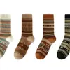 Calcetines Retro Maillard para Mujer, Calcetines de Algodón Puro de Media Pantorrilla para Primavera y Otoño, Nuevos Calcetines Largos de Tubo Alto con Estilo Étnico de Moda
