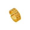 Pulsera de Filigrana Estilo Palacio Incrustada con Diamantes para Mujer, Juego de Anillos de Flor de Oro de Arena Vietnamita de Alta Calidad, Joyería Chapada en Oro de Cobre