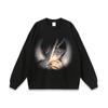 Camiseta de manga corta estilo americano de estilo callejero con estampado de dibujos animados oscuros, estilo antiguo, lavada, estilo retro vintage, holgada, de media manga, para hombre y mujer.