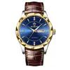 Binbond Douyin Popular Reloj para Hombre Comercio Exterior Reloj Dorado Correa de Acero Calendario Dual Semana Reloj de Cuarzo Venta al por Mayor Reloj para Hombre