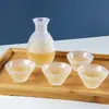 Produto Patenteado Xiangyun Copo de Vinho Pequeno Estilo Japonês, Jarro de Vinho Pequeno de Vidro com Padrão Martelado, Série Sake