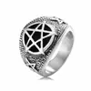 R0058-HK02 Moda personalidade europeia e americana retrô Satanás estrela de cinco pontas anel masculino de aço titânio anel de cinco pontas