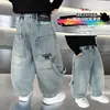 Pantalones Vaqueros de Primavera y Otoño para Niños 2026 Nuevo Estilo Coreano Pantalones Juveniles Guapos de Moda Pierna Curva Pantalones Versátiles para Bebé