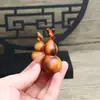 Adorno de Calabaza con Cabeza de Dragón de Madera de Melocotonero Golpeada por el Rayo para Manipular, Pieza de Mano de Calabaza con Cabeza de Dragón del Zodiaco del Año del Dragón para la Fortuna y la Prosperidad