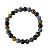 Pulsera Popular Transfronteriza Temu Xiyin Tk Piedra Ojo de Tigre Obsidiana Negra Pulsera Weathered Pulsera Elástica Hecha a Mano