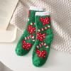 Meias Vermelhas de Veludo Coral para Mulheres, Meias de Natal Outono e Inverno, Meias de Dormir Grossas Aconchegantes de Pelúcia para Mulheres, Meias de Casa para Mulheres Atacado