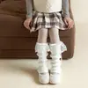 Zapatos Shang Mian Calentadores de Pierna de Algodón para Niños Primavera Otoño Lolita Lazo Calcetines Dulces con Encaje y Volantes Cubre Pantorrillas Calientes Otoño Invierno