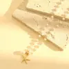 Colar Pulseira Estrela do Mar Pérola Vento do Oceano Transfronteiriço Europeu e Americano Feminino Praia Concha Vento Ins Colar de Contas