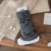 Botas e Meias para Mulheres no Outono e Inverno, Meias Felpudas com Laço, Espessadas e Quentes, Polainas de Lã Tricotadas Estilo Menina Floresta Retrô