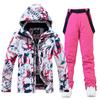 Novo traje de esqui masculino e feminino, conjunto de calças de snowboard duplas, estilo coreano, quente e espesso